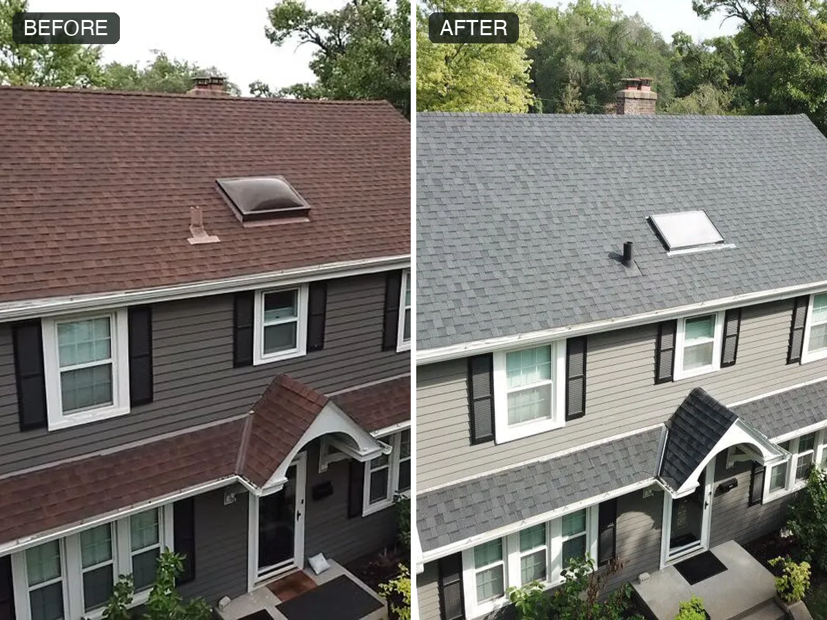 The same home before and after a siding and color change